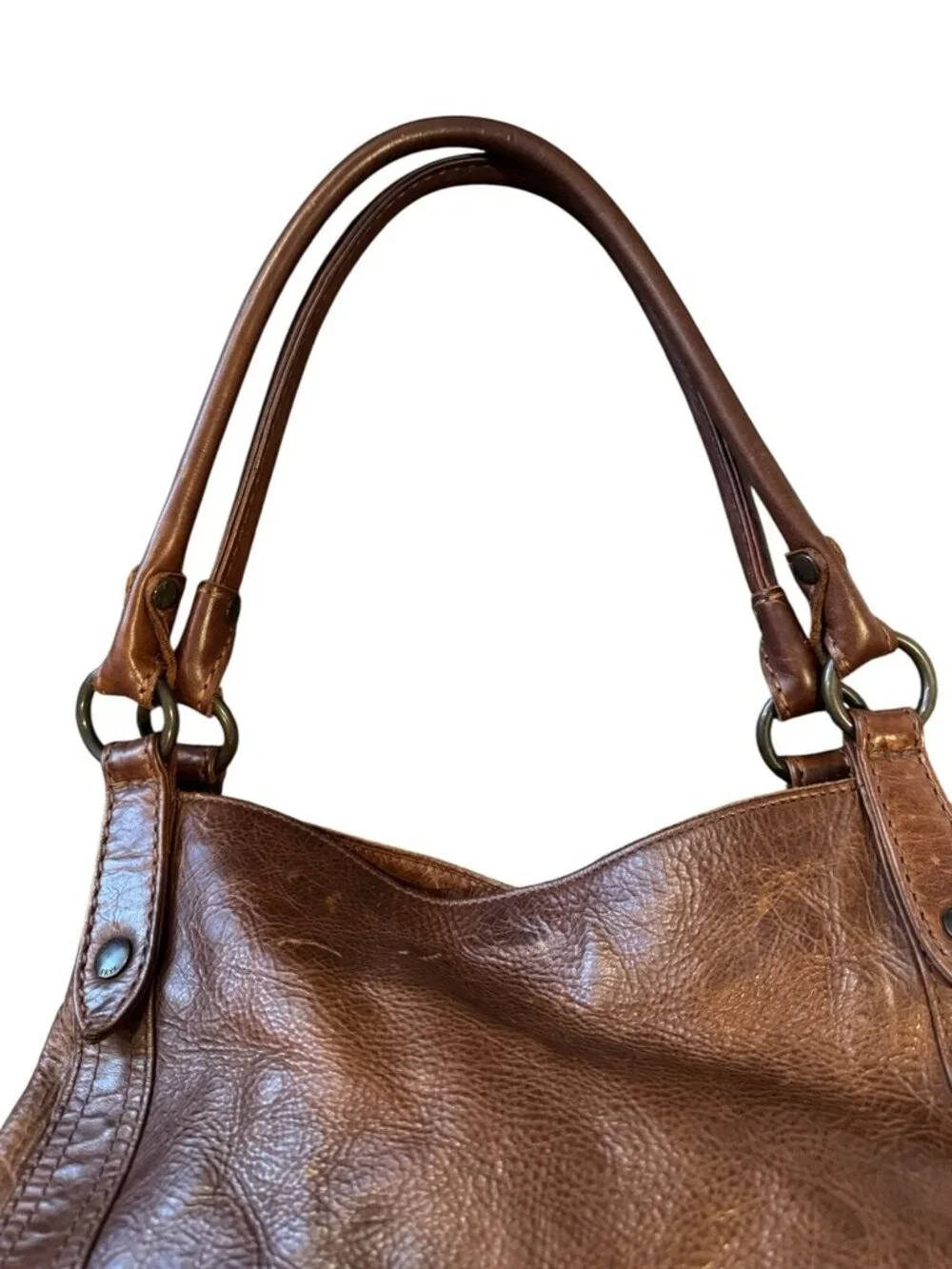 Frye Brown Leather Hobo Bag • Melissa Style • Distressed Buttery Soft • Slouchy - Picture 7 of 10